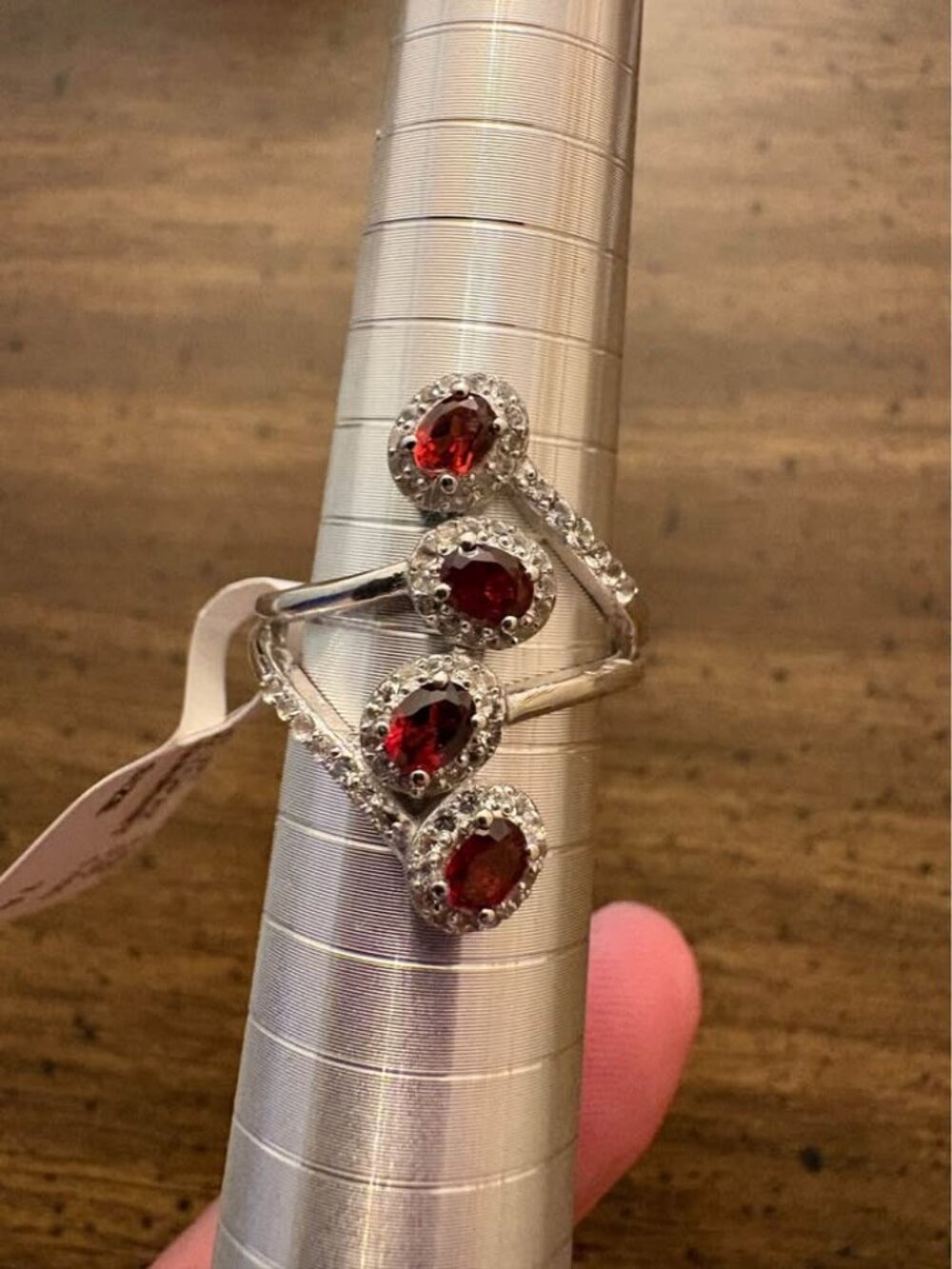 925 Sterling Silver Garnet and White Topaz Ring